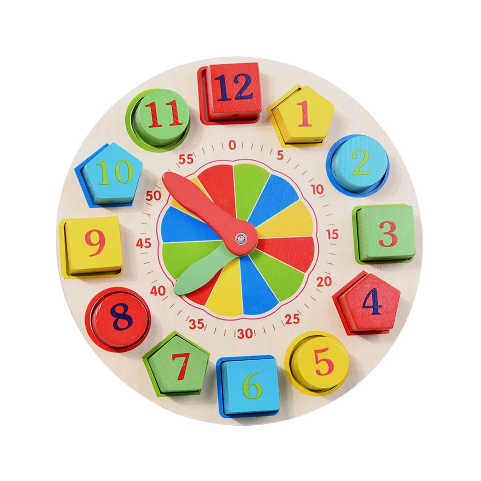 Montessori Wooden Clock Toys Wooden Lacing Threading Toys for Baby Boys