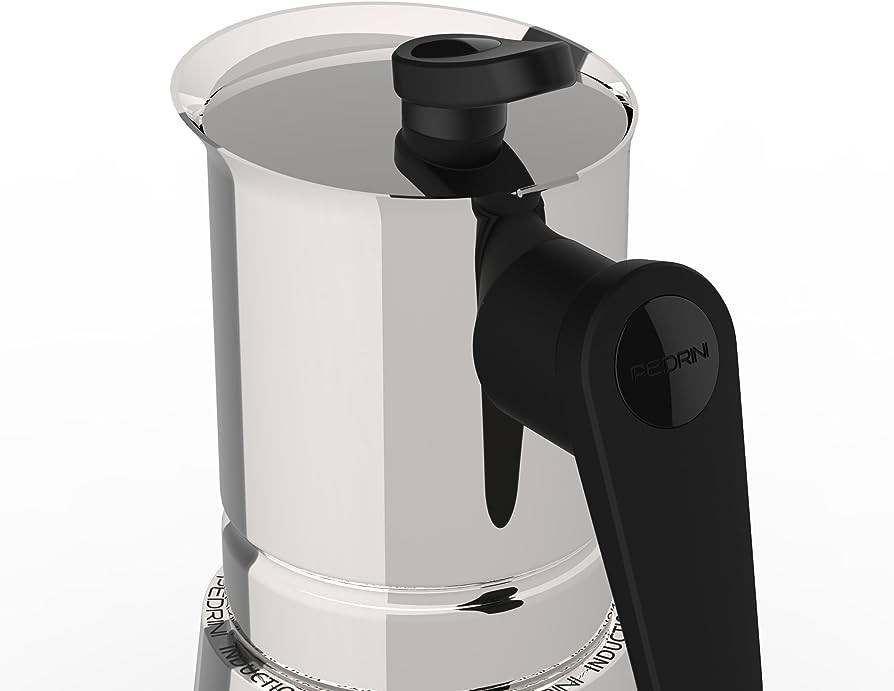 Ấm pha cà phê PEDRINI Steel Moka Induction - Stainless steel 18/10 - 4 cup/ 6 cup - Sử dụng được cho bếp từ.