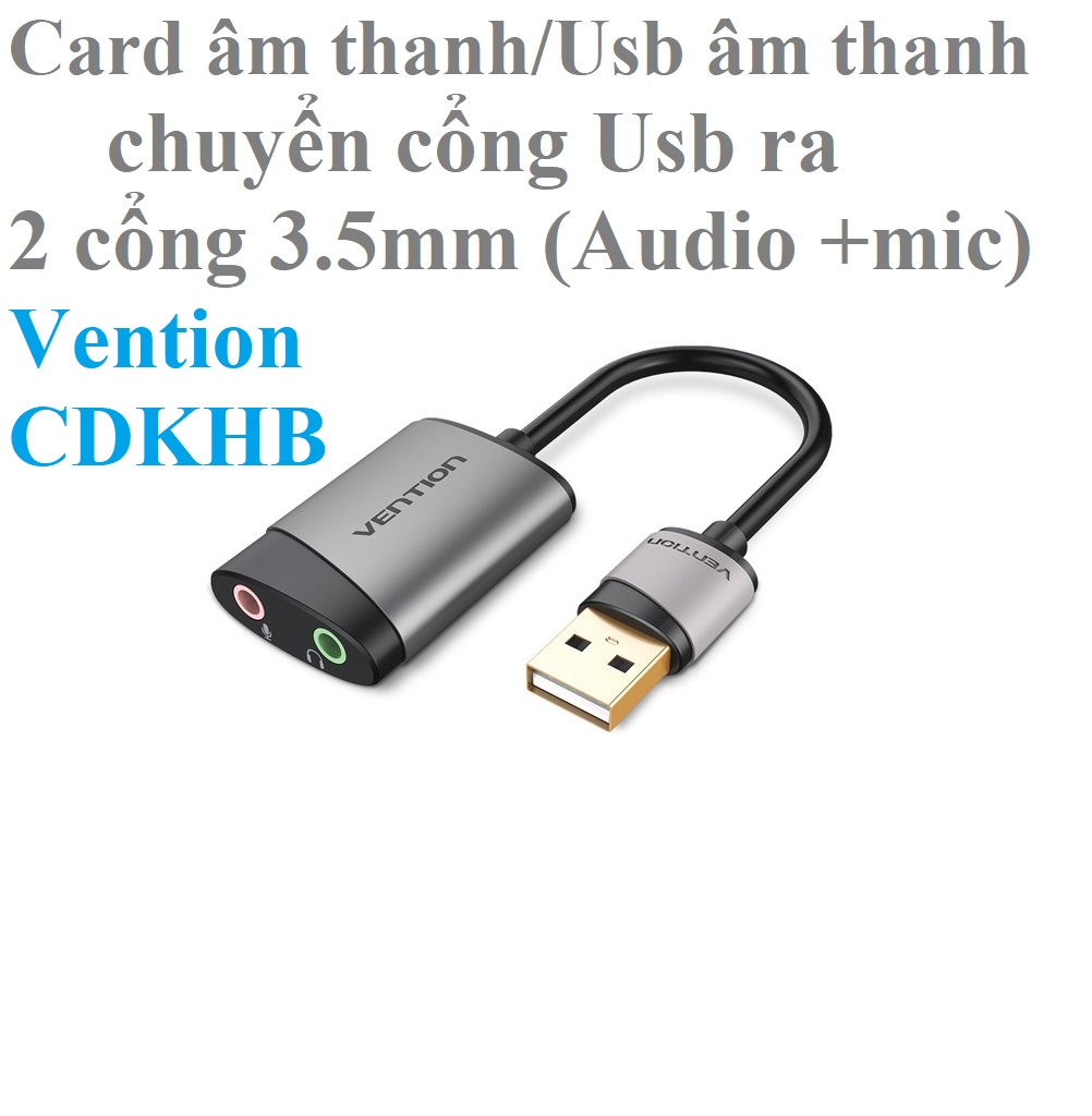 Card âm thanh / usb âm thanh chuyển Usb ra 2 cổng 3.5mm Vention VAB-S13 / CDKHB / CDYB0  - Hàng chính hãng