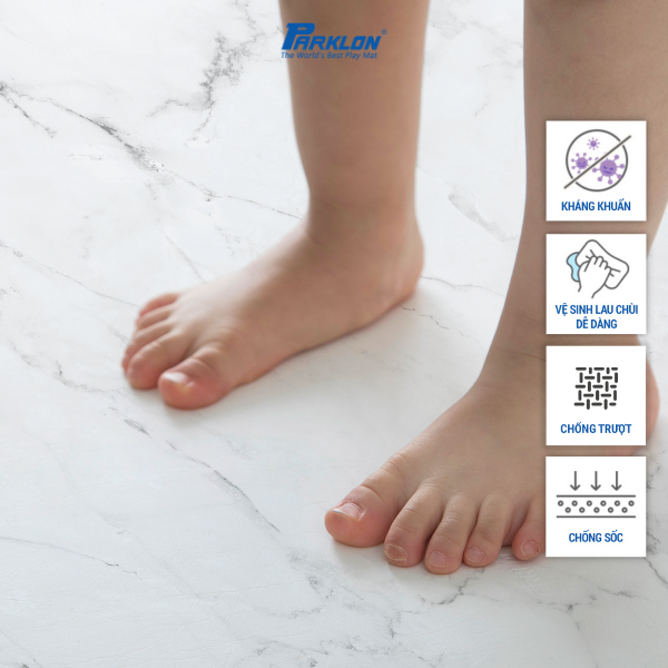 Thảm Em Bé Cao Cấp Parklon PVC Vân Đá Hoa Cương Trắng Chính Hãng Hàn Quốc cm Chống Bụi Kháng Khuẩn Khử Mùi Chống Ồn Chống Trượt Chống Sốc
