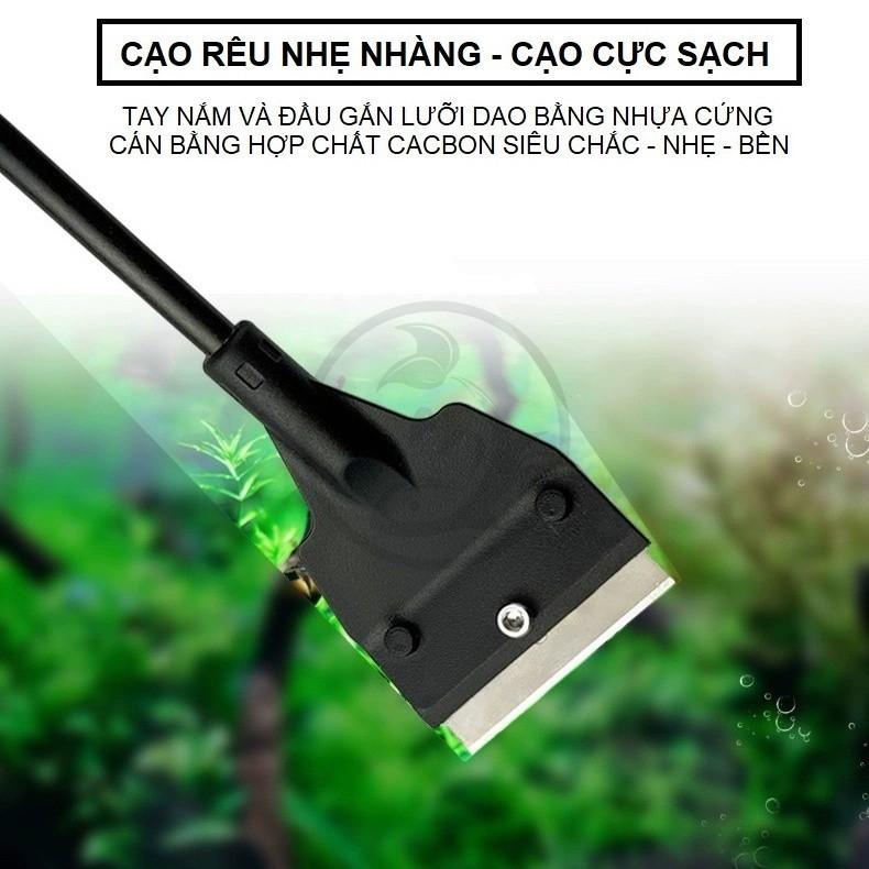 Cây Cạo Rêu Bể Cá | Chất Liệu Cacbon Nhẹ - Bền - Đẹp | Cạo Rêu Vệ Sinh Bể Cá Có Kèm Lưỡi Thay Thế | Nấm Aquatools