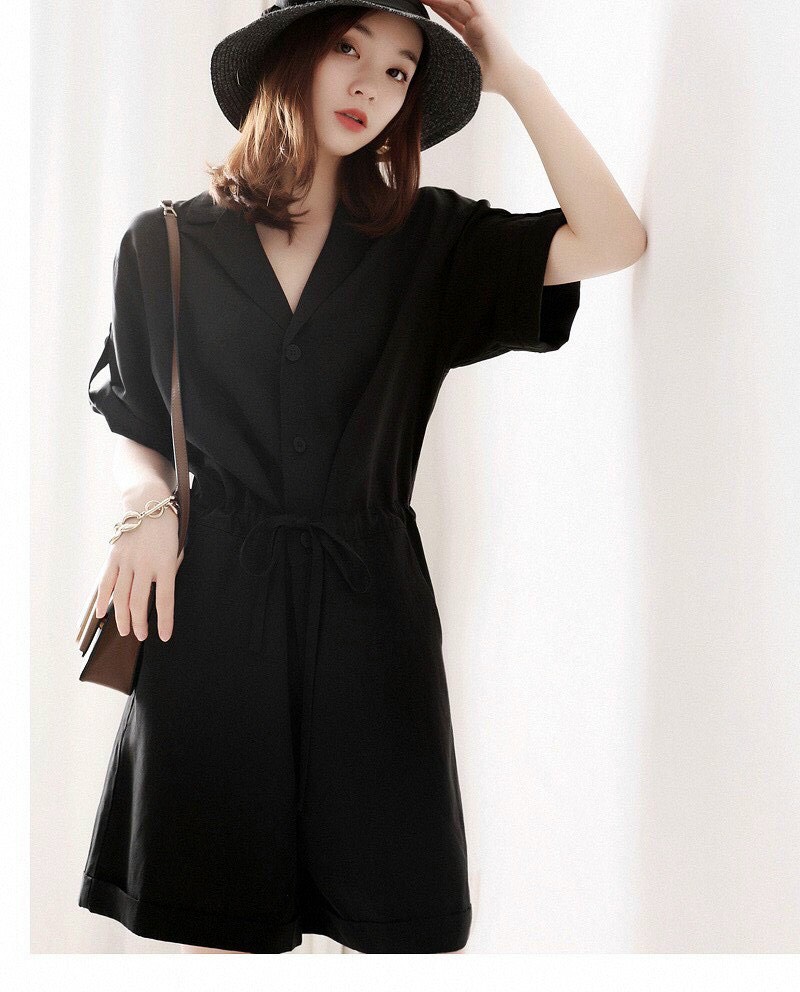 Jumt Short Đen Cổ Vest - Hàng Thiết Kế