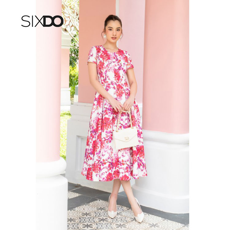 Đầm ôm midi họa tiết thời trang SIXDO