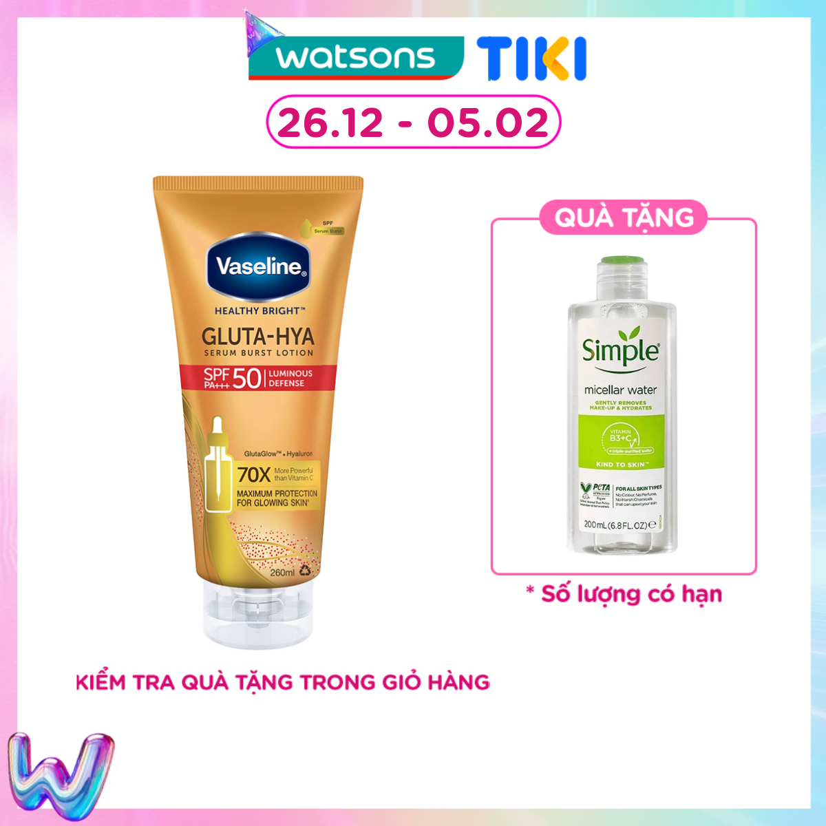 Serum Dưỡng Thể Chống Nắng Vaseline Healthy Bright Gluta-Hya Serum Burst Lotion SPF50 PA+++ 260ml