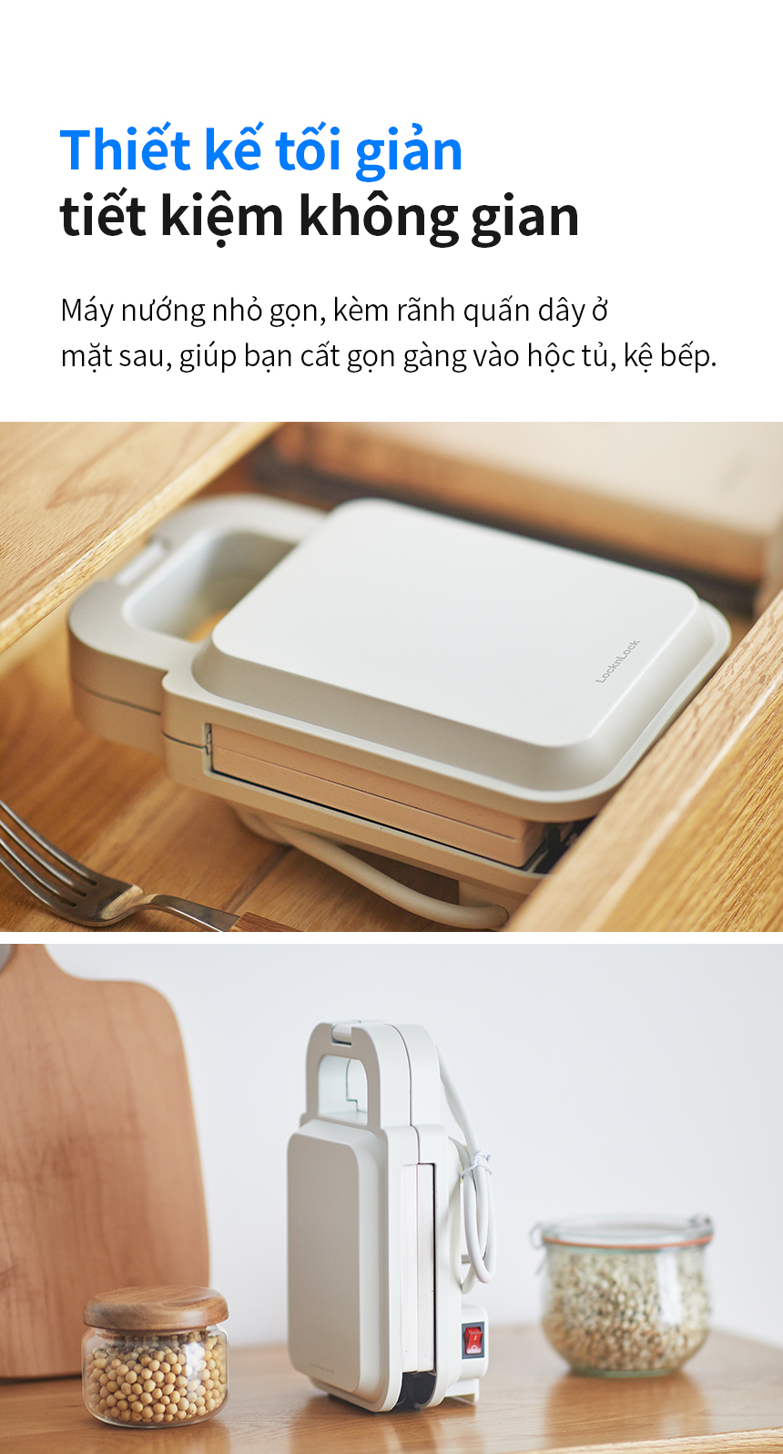 Máy kẹp nướng bánh LocknLock EJB126IVY - Hàng Chính Hãng