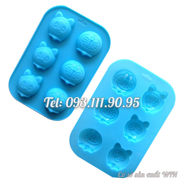 Khuôn silicon làm bánh, rau câu, socola 6 Doremon, Doremi – Mã số 1288