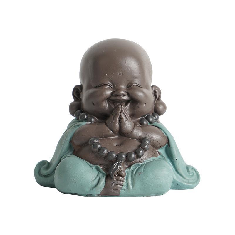 Lovely Smiling Buddha Statue Ornaments tea Handcrafts Little Figurine for Desktop Office Car Decoration Collectible Art