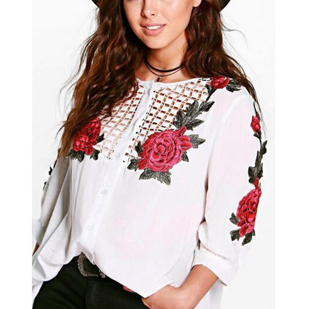 Ladies Women Floral Long Fashion Blouse Casual Sleeve Shirt Print