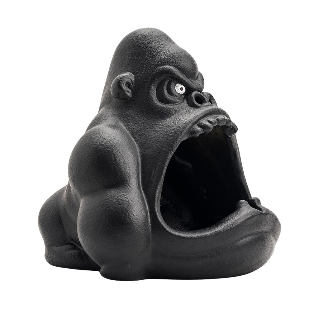 Ceramic Ashtray Orangutan Shape Big Mouth Cartoon Animal Large Capacity Ash Tray Holder Incense Cone Burner for Car Home Office