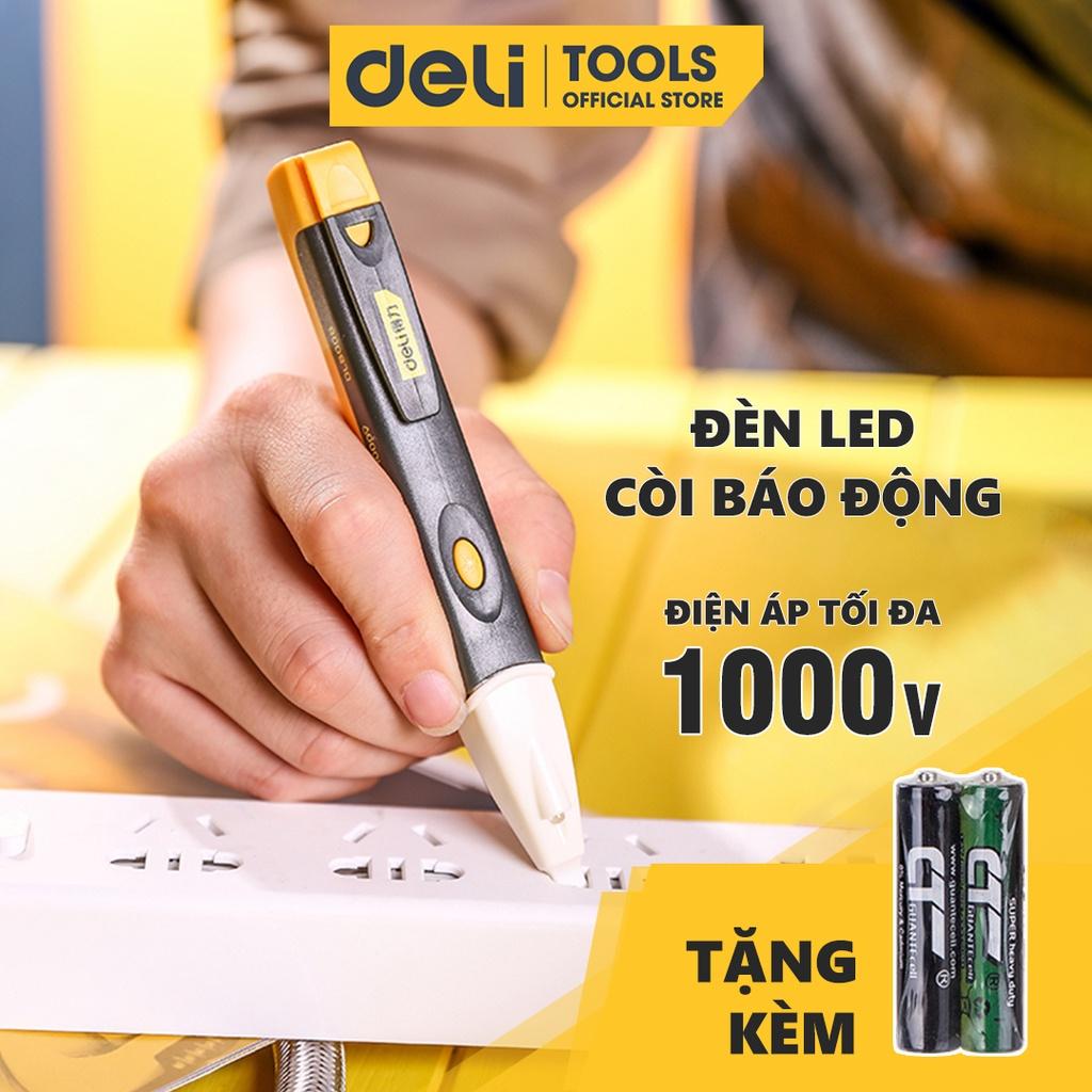 Bút Thử Điện Đa Năng Thông Minh Deli Chính Hãng 90-1000V - Tích Hợp Đèn LED Và Còi Báo Động An Toàn, Tiện Lợi - DL8008