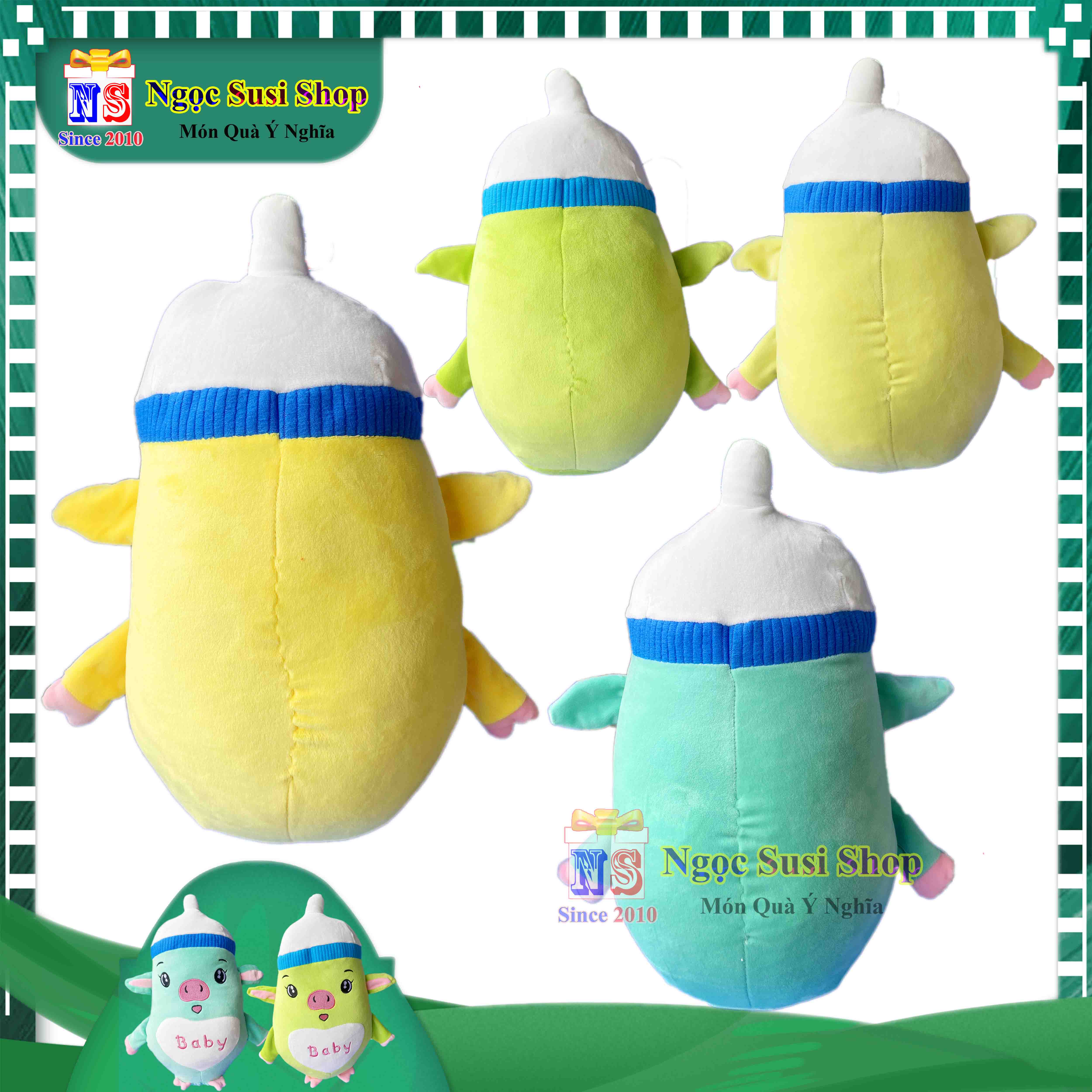 GẤU BÔNG CON HEO BÌNH SỮA BABY CHO BÉ ÔM NGỦ - THÚ BÔNG HEO BÌNH SỮA BABY