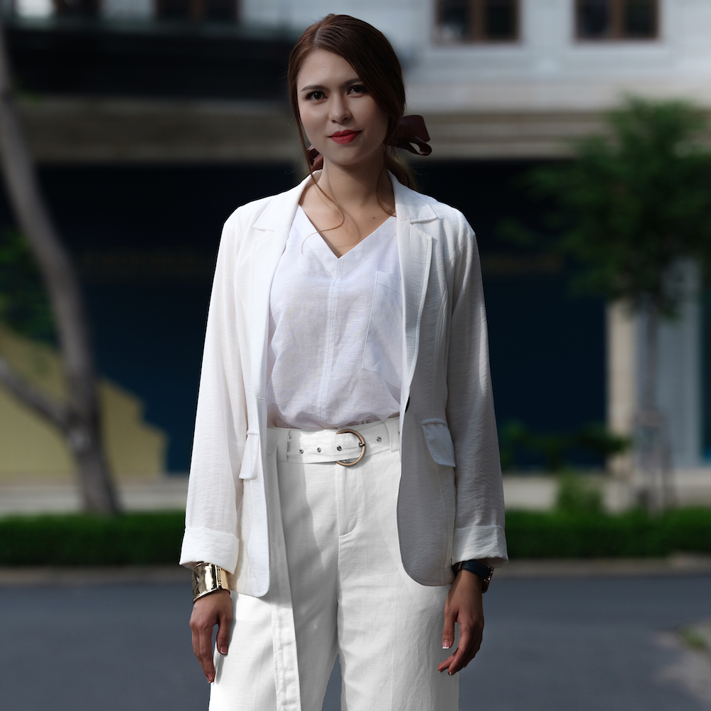 Áo Khoác Blazer Hity TOP125 Linen (Trắng Kim Cương