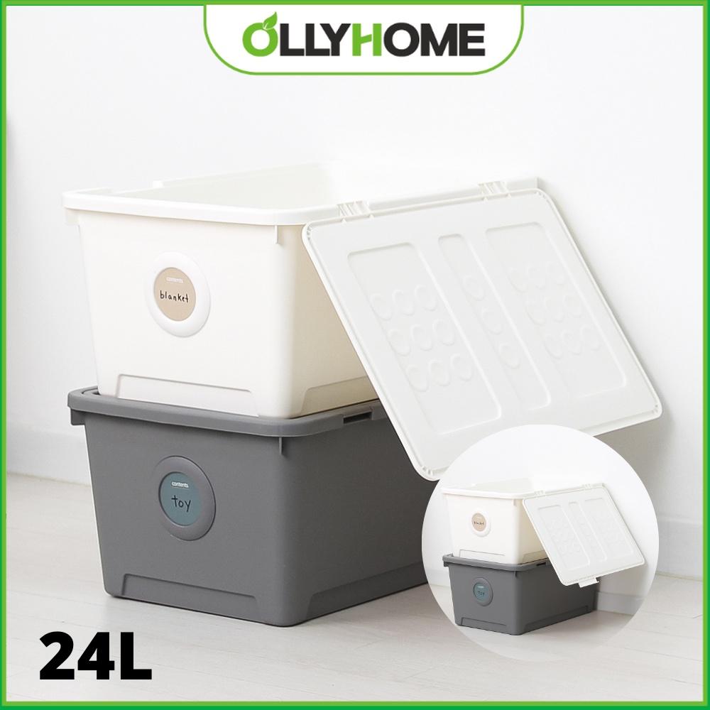 Combo 2 Thùng Đựng Đồ 24L Ollyhome, Thùng Nhựa Đựng Đồ Oliving Đa Năng Có Nắp Dung Tích 24L 2 Màu Phong Cách Hàn Quốc ST21