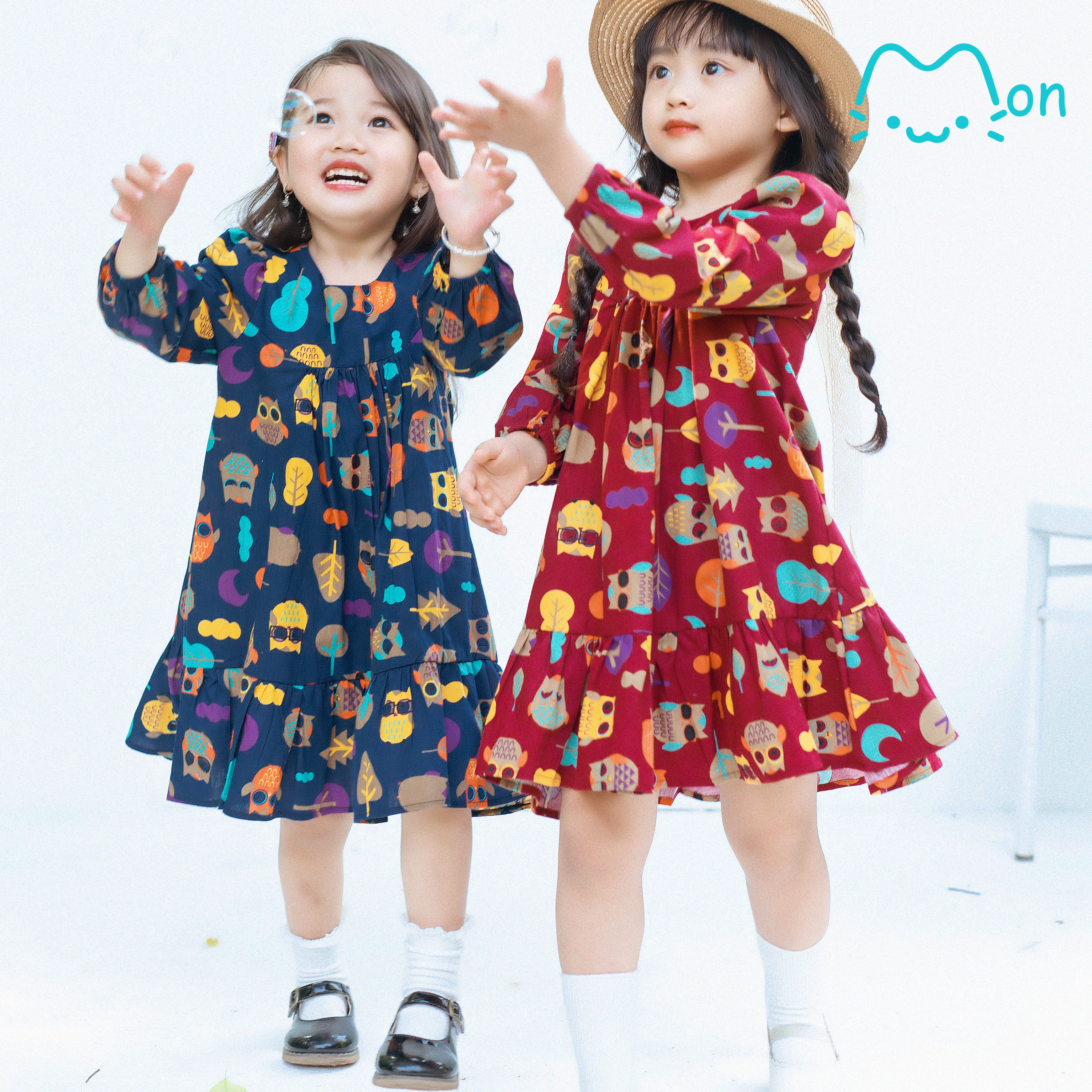 Váy babydoll cho bé gái dáng dài chất cotton cao câp nhẹ mát, phù hợp đi chơi đi học cho bé 1-6 tuổi MonBabies, VL09, VL10