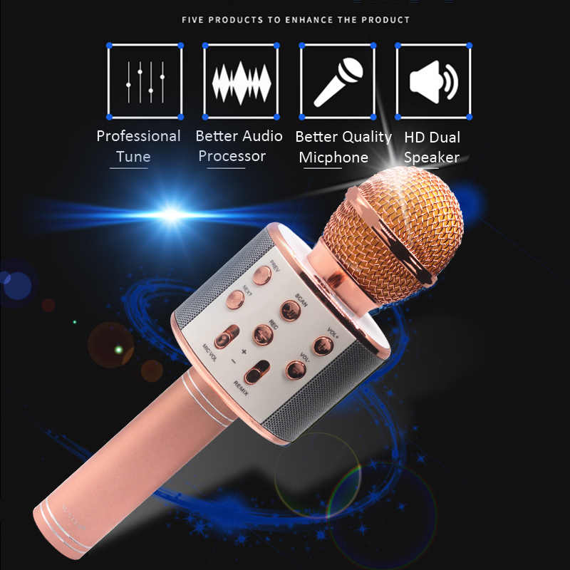 Mic Hát Karaoke Kèm Loa Bluetooth WS-858 Đa Năng (Giao Màu Ngẫu Nhiên)