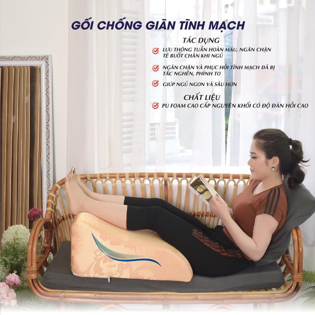 Gối kê chân giãn tĩnh mạch cao 28cm kê chân giảm phù nề chân, tê bì, vọp bẻ