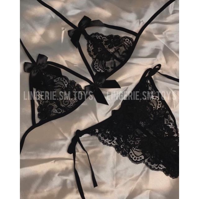 LST9013 - Bralette Ren Mềm Gắn Nơ Gợi Cảm - Áo Một Lớp Ren Phối Cutout Lạ Mắt