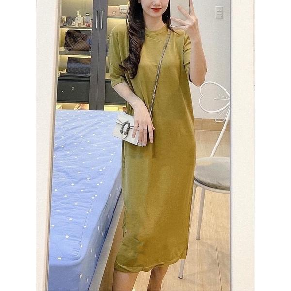 Váy len suông cổ tròn tay lỡ