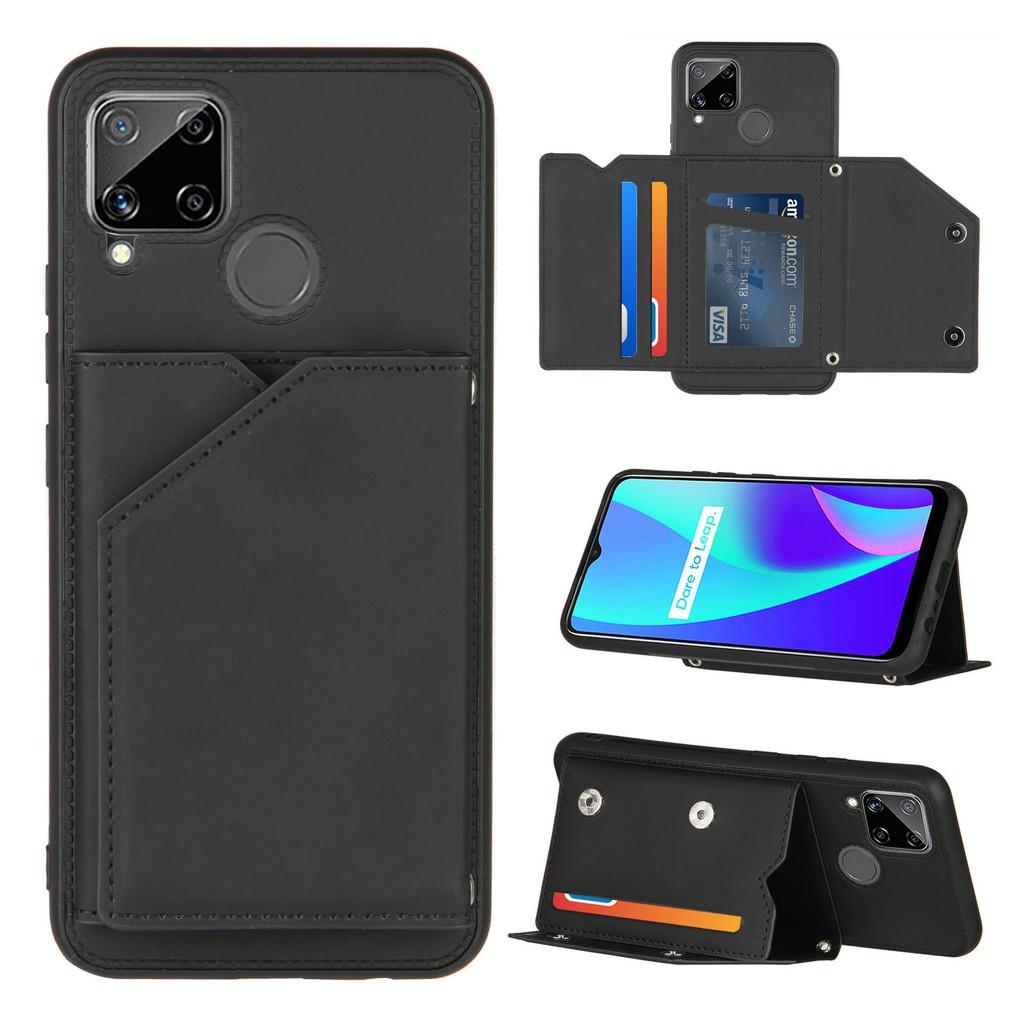 Ốp lưng điện thoại dạng ví da có ngăn đựng thẻ cho OPPO A7 A5S A12 Realme C15 C11 C3 Realme 7 7i 6 6i 5 5s
