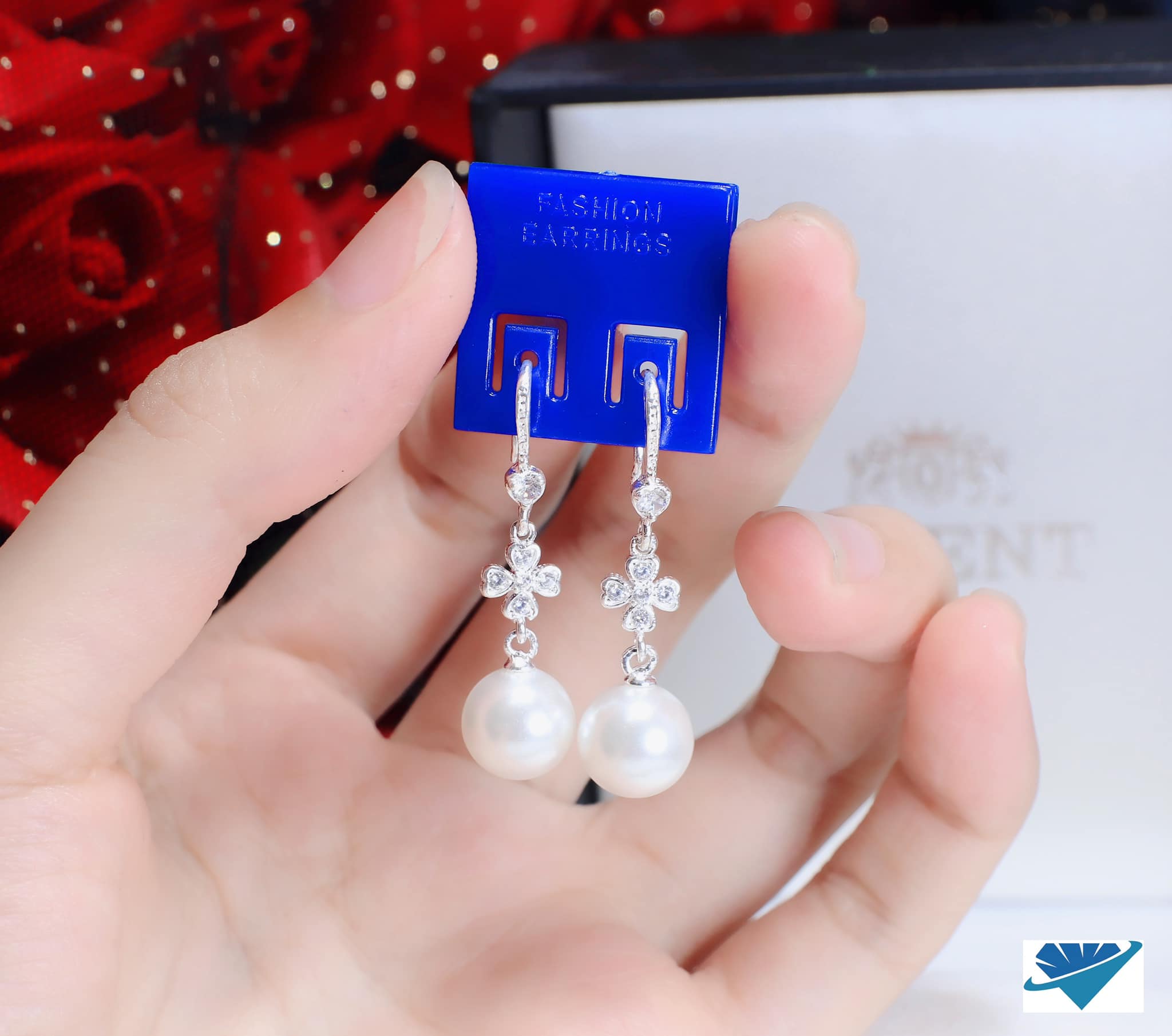 Bông tai móc câu treo trai chất liệu bạc s925 MS06b