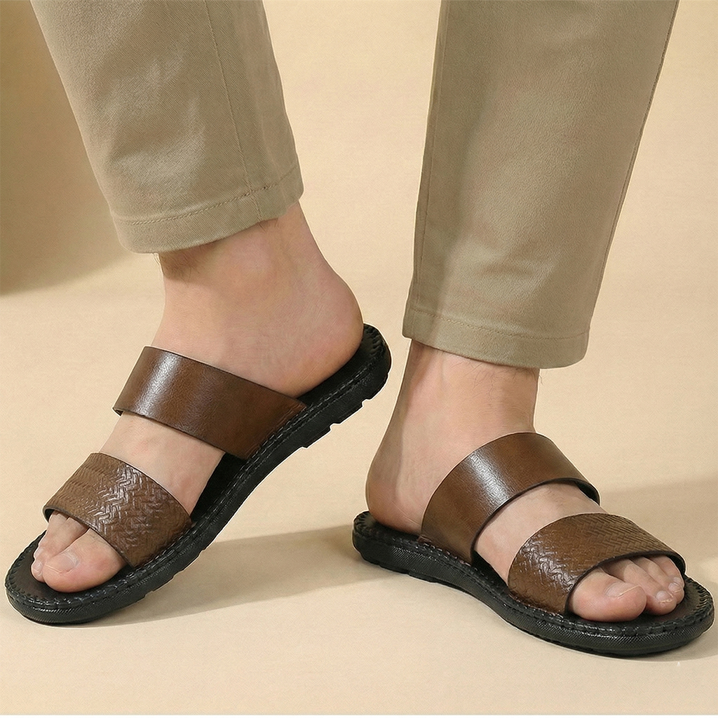 Dép Nam Quai Ngang HA NAM Da Bò Thật Cao Cấp DNA22044