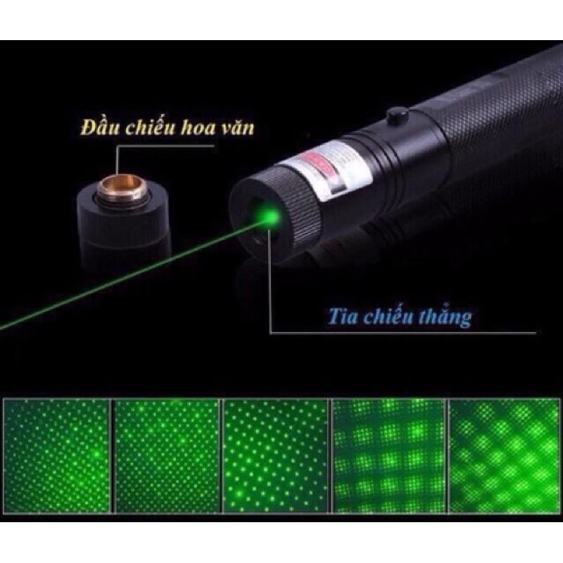 ( fee Síp) Combo đèn chiếu tia laser 303 (đèn + sạc + pin 4800mAh) - bút lazer tia sáng xanh