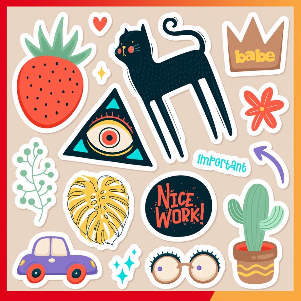 Combo 10 sheet sticker dán đồ chơi cực xinh xắn, phù hợp cho sổ tay, laptop, mũ bảo hiểm và vali.