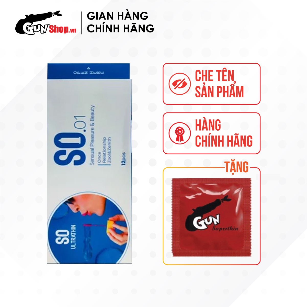 Bao cao su SO Ultrathin - Siêu mỏng kèm 1 chiếc BCS Gun Super Thin