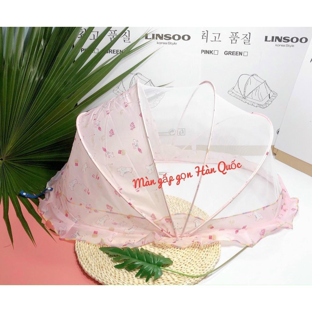 Màn chụp gấp gọn chống muỗi kiểu Hàn Quốc dáng vòm nan quạt siêu tiện lợi dùng cho bé sơ sinh