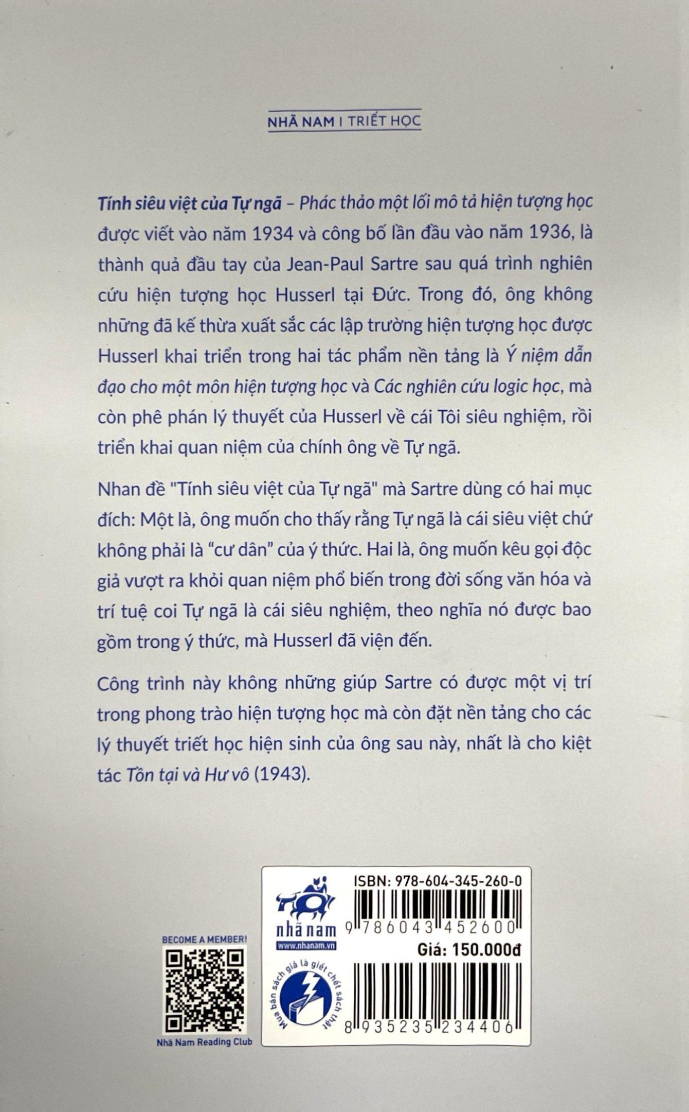Tính Siêu Việt Của Tự Ngã - Phác Thảo Một Mô Tả Hiện Tượng Học