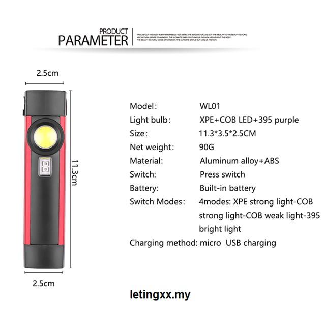 Đèn Led Cob 4 Chế Độ Có Móc Treo Sạc Usb Tiện Dụng