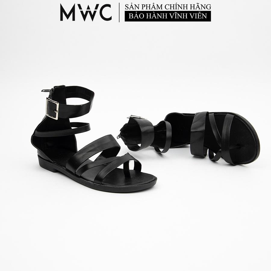 Giày Sandal MWC Đế Bệt Quai Chiến Binh Màu Đen Trắng Siêu Xinh NUSD- 12016