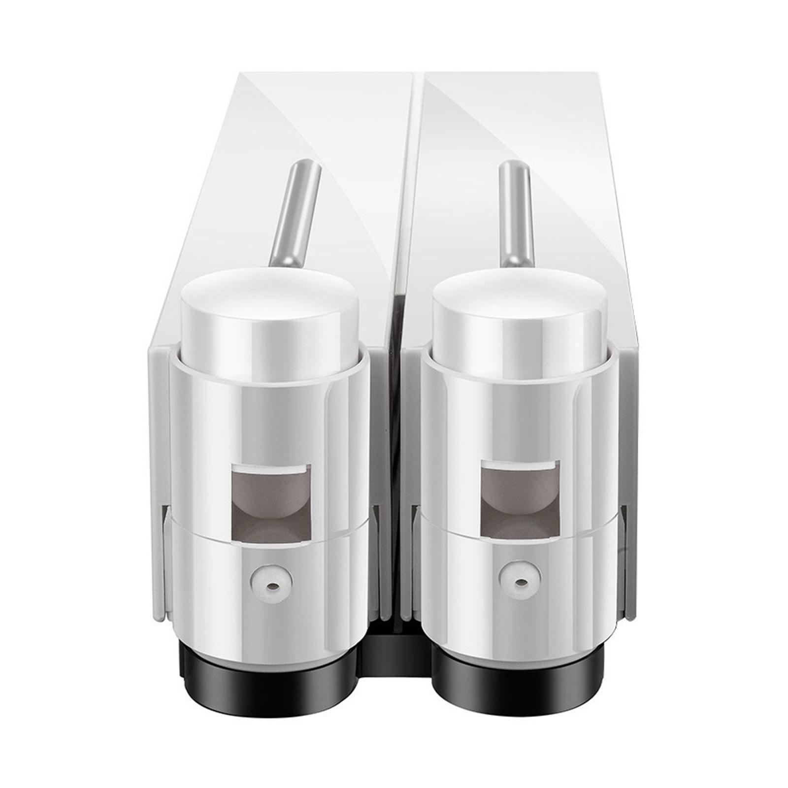 2X Wall Mounted Soap Dispenser Shower Lotion Shampoo Gel Bottle Double White