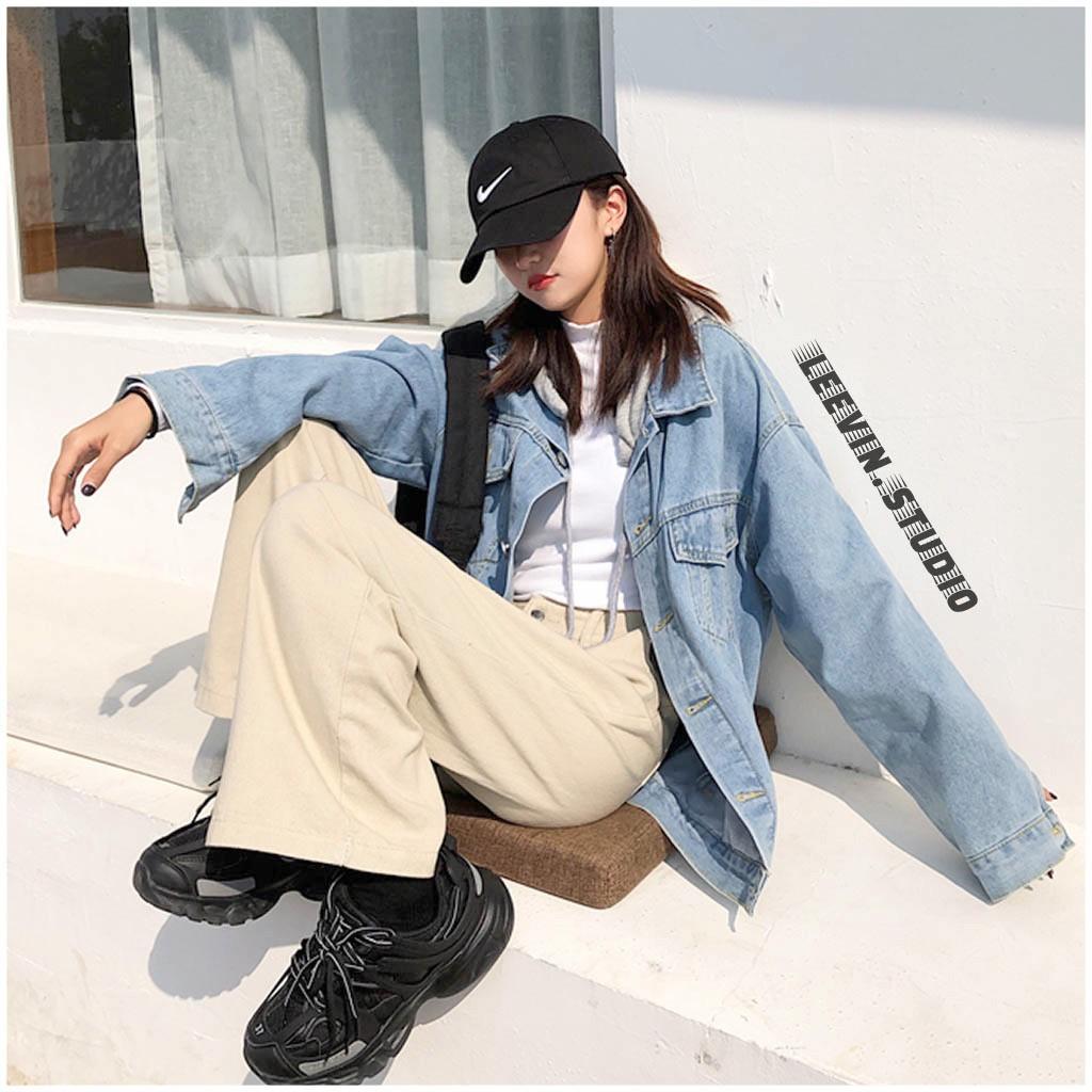 Áo Khoác Jean UNISEX Nam Nữ Xanh Nhạt - Áo khoác bò nữ form rộng KITTY