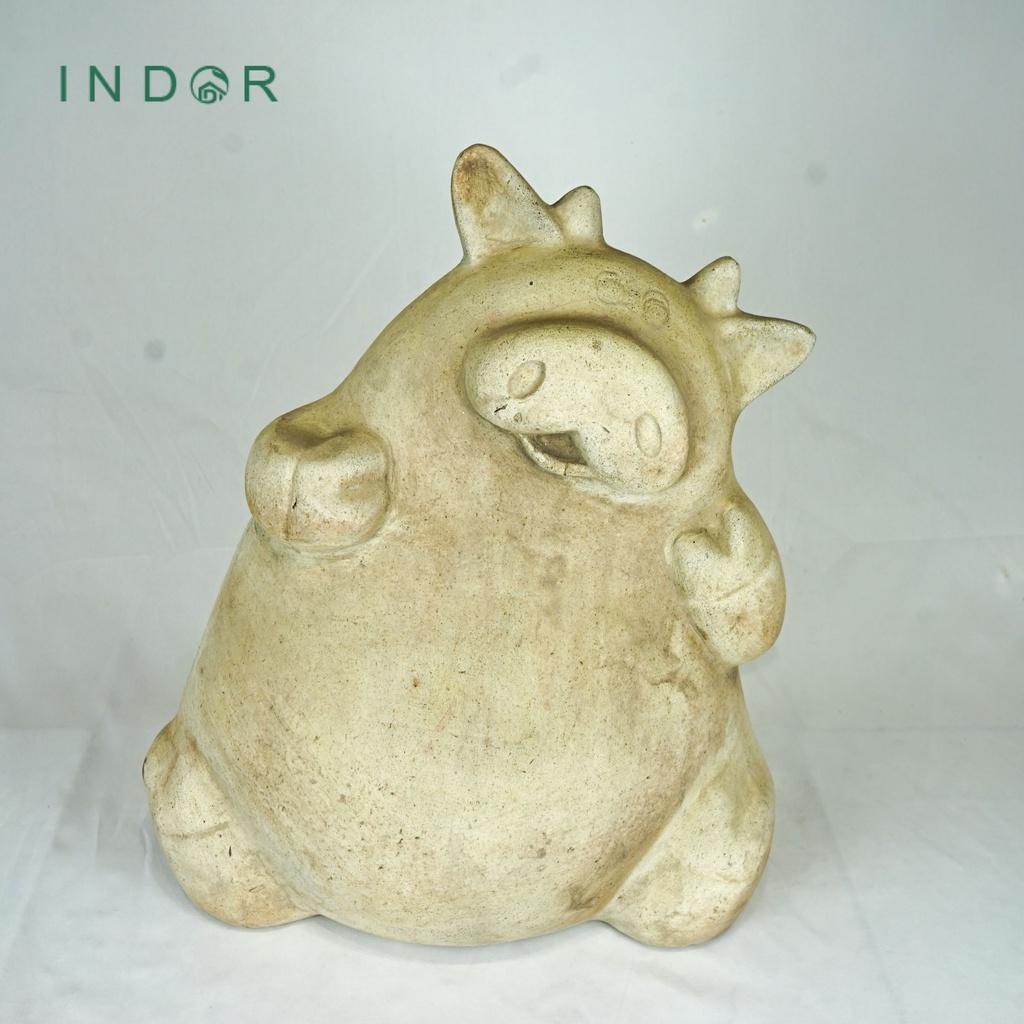 Tượng chú bò dễ thương chất liệu đất nung terracotta Tượng decor Noel Tượng trang trí nội ngoại thất