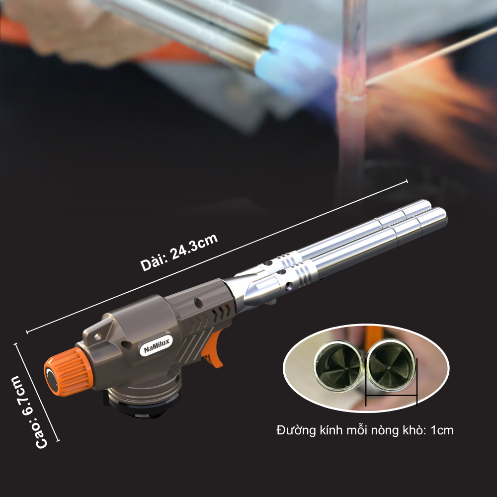 Đèn Khò Gas Hàn Đôi NaMilux TS2513TW - Nhiệt Độ Đầu Khò Trên 1300 C - Đánh Lửa Tự Động - Hàng Chính Hãng