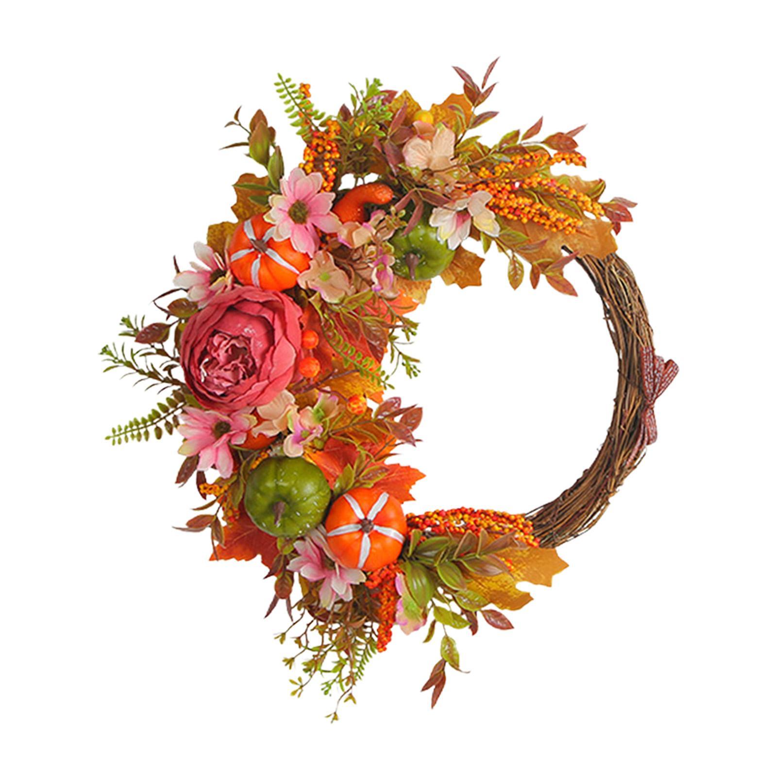 Front Door Fall Wreath Artificial Garland Flower Party Autumn Harvest Wreath