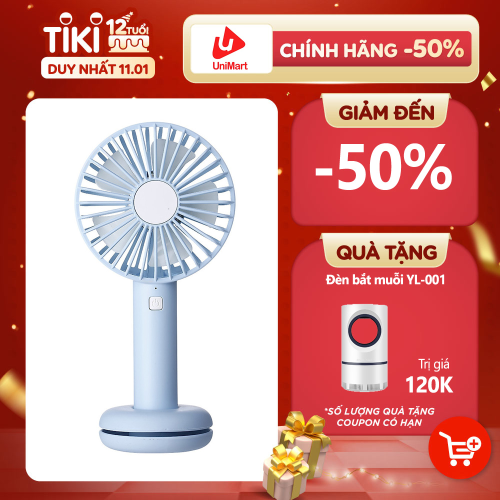 Quạt Mini Cầm Tay Damas Donut T9 Tích Điện Tiện Lợi Kèm Cáp Sạc - Tích Hợp Đèn Led Đổi Màu Lung Linh, Ảo Diệu - Tặng Chân Đế Thiết Kế Bánh Donut Giữ Quạt Để Bàn ( Đế Silicon Là Ngăn Để Cáp Sạc 0,5m)  - Hàng Chính Hãng