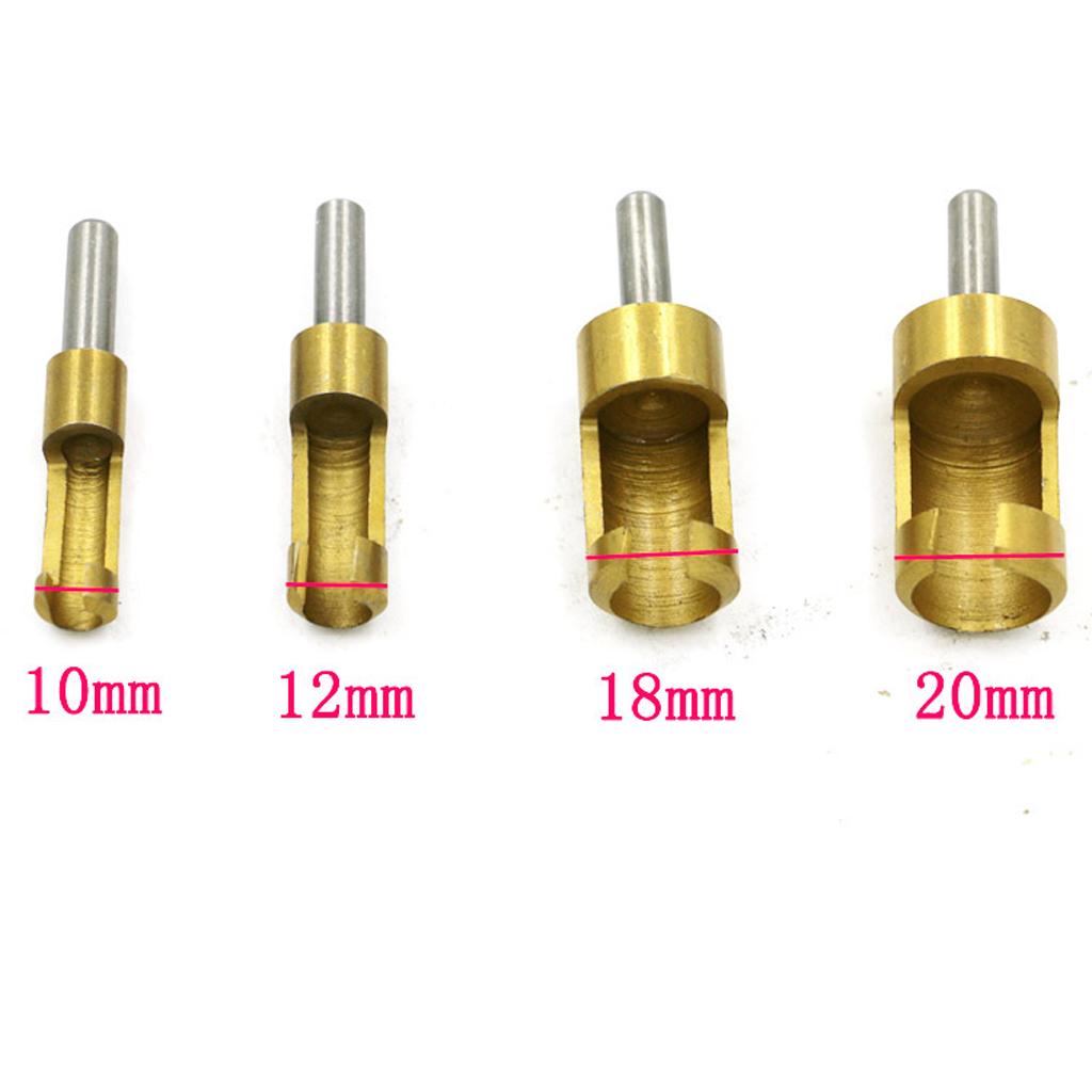 4 x 6/ 8/ 13/ 16mm Shank Carbon Steel Wood Work Plug Cutter Drill Bits Set