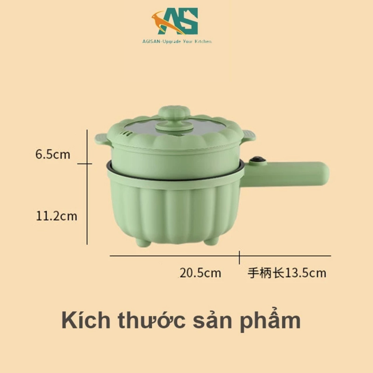 Nồi Điện Mini 2 Đa Chức Năng Kèm Lồng Hấp, Ca Mỳ Tay Cầm Nồi Bí Ngô 2 Tầng Nấu Cơm, Chiên, Xào, Rán Tiện Lợi - Hàng Chính Hãng MINIIN