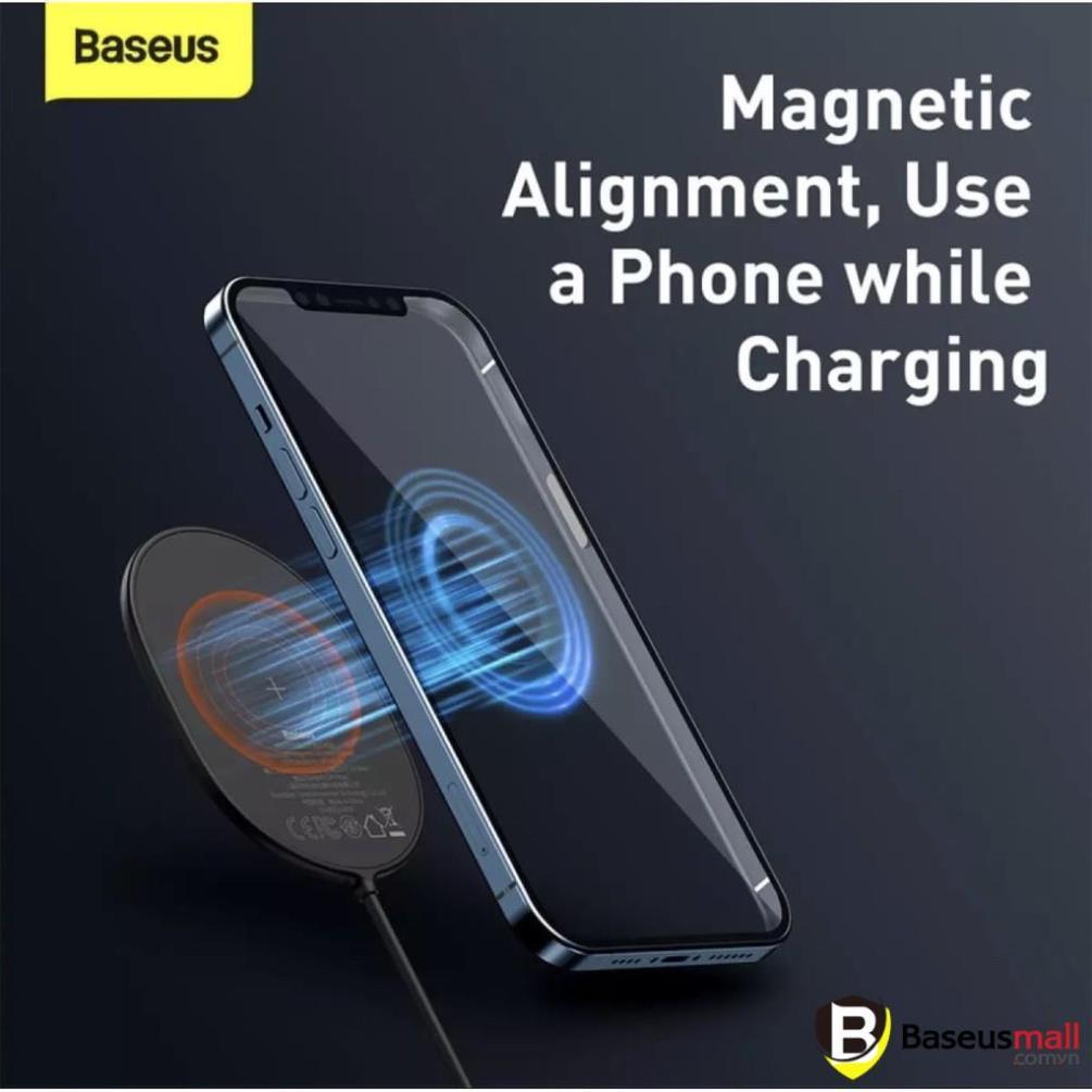 Baseus -BaseusMall VN Đế sạc nhanh không dây có nam châm Baseus Light Magnetic Wireless Charger (Hàng chính hãng)