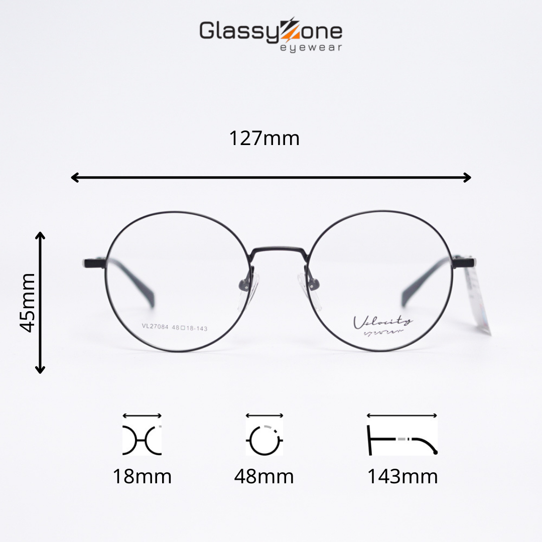 Gọng kính cận, Mắt kính giả cận kim loại Form tròn Nam Nữ Velocity 27084 - GlassyZone