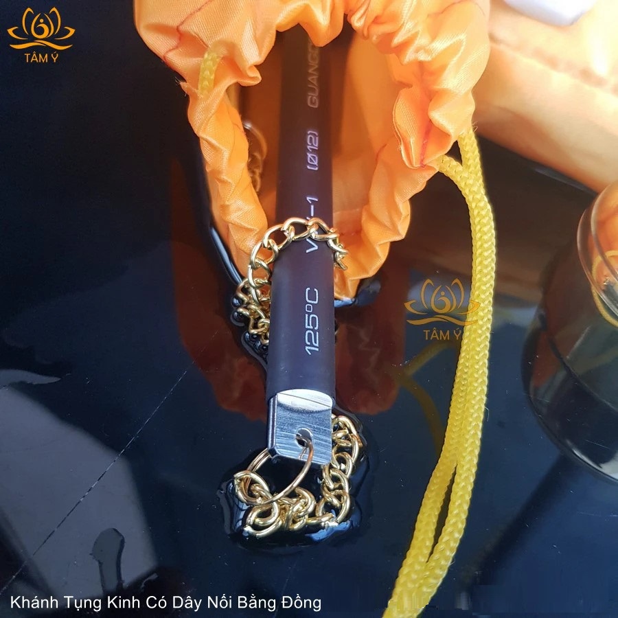 Khánh Tụng Kinh Bằng Đồng, Khánh Dây Mạ Bóng ,Sang Trọng, Có Túi Đựng - Mật Tông Tâm Ý