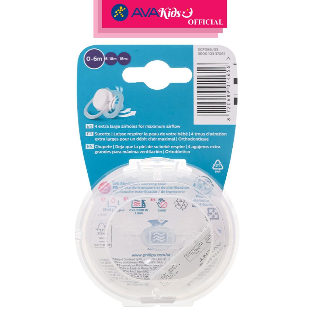 Ti ngậm Philips Avent thông khí SCF086/03 (0 - 6 tháng) - Hình cầu vồng - Hàng Chính Hãng