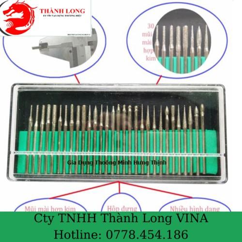 Bộ đầu mài kim cương 30 chi tiết - phụ kiện máy khoan mài khắc mini