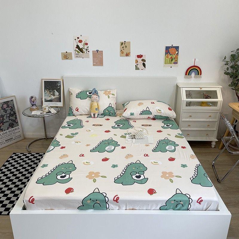 Set Bộ Ga Và 2 Vỏ Gối Cotton Poly Nhập Khẩu, Chất Vải Dày Dặn Không Bai Xù, Phong Cách Hàn Quốc