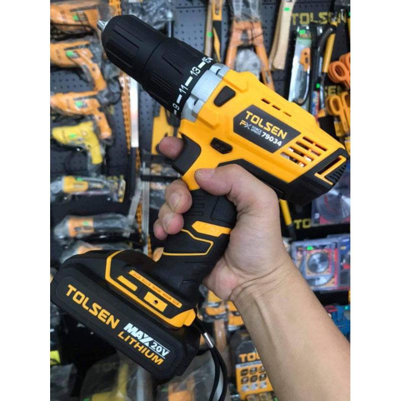 MÁY KHOAN PIN 20V  CÓ BÚA TOLSEN 79034 - HÀNG CHÍNH HÃNG