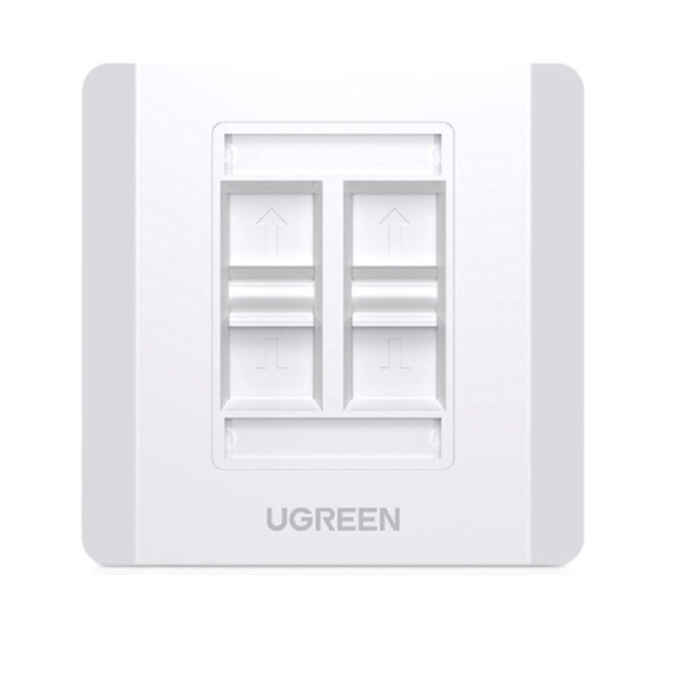 Ugreen 80443 1 cái có 4 lỗ rj45 - rj11 màu trắng Khung âm tường cắm hạt mạng và điện thoại chất liệu nhựa NW144 20080443 - Hàng chính hãng