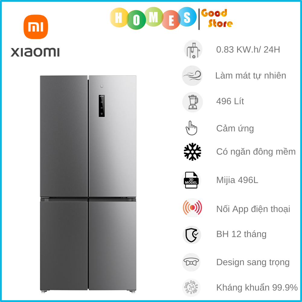 [Chỉ Giao Bên Ngoài Quá Cồng Kềnh ] Tủ Lạnh Xiaomi Mijia 496L 4 Cánh – Siêu TIết Kiệm Điện Có Ngăn Đông Mềm, Khử Khuẩn 99,99%, Tiết Kiệm Điện Kết Nối App Xiaomi - Hàng Nhập Khẩu