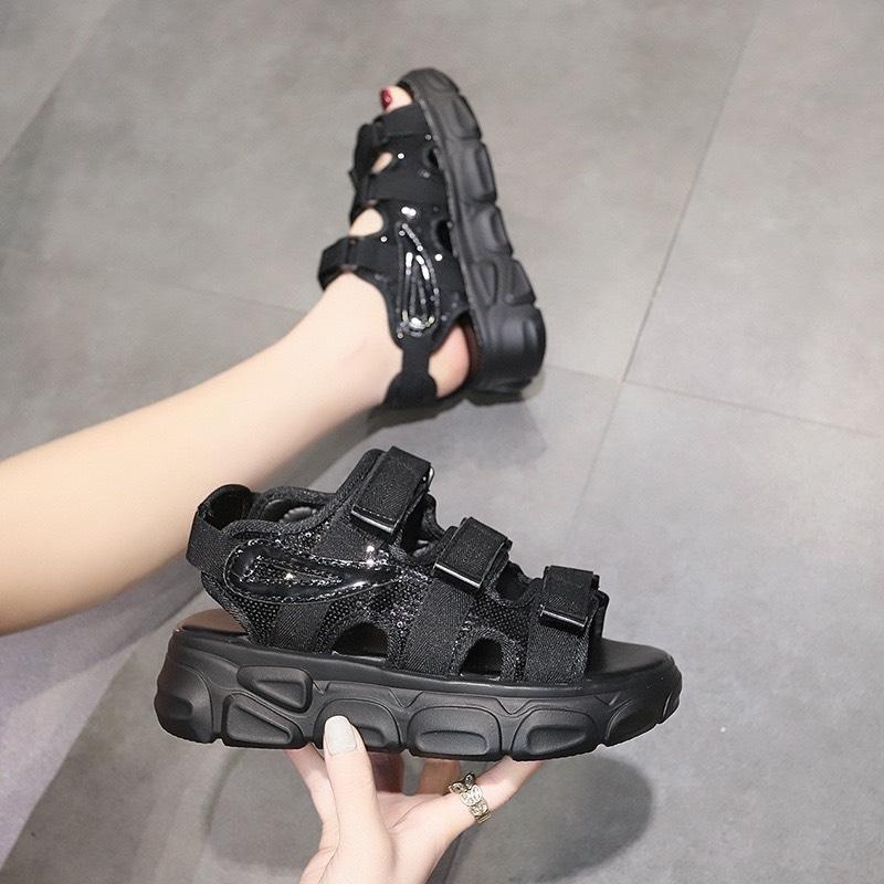 Sandal nữ 3 quai ngang đen có quai hậu sau sandal ulzzang đi học mã GSN10